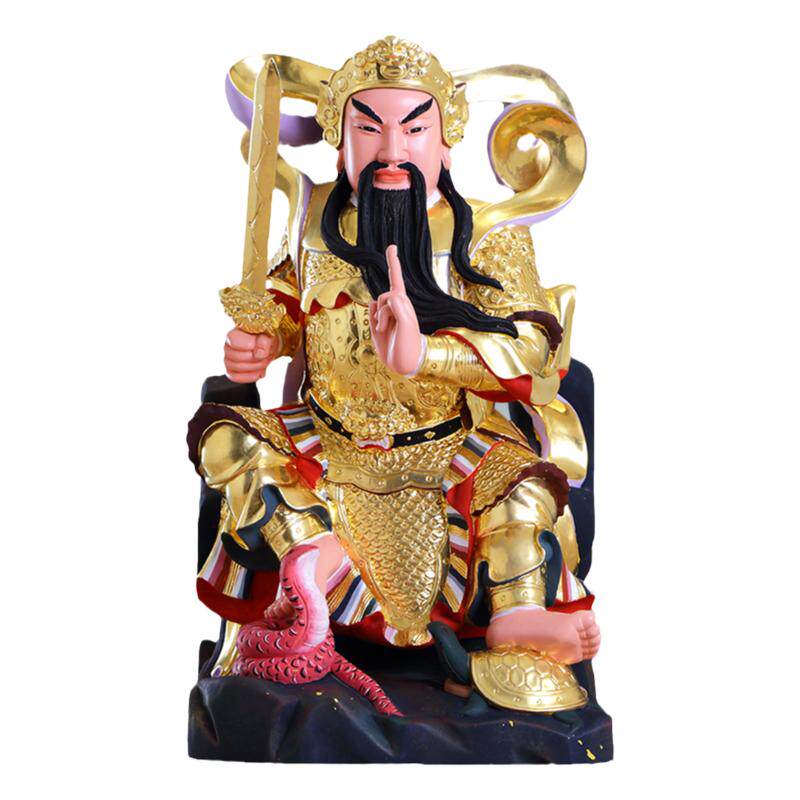 实木雕真武大帝神像家用供奉摆件
