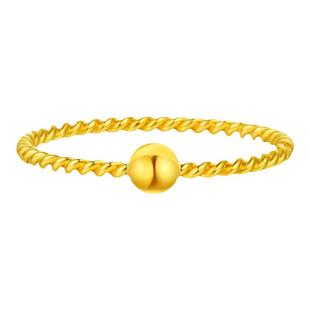 黄金转运珠戒指女手工编织金丝线指环尾戒999足金七夕情人节