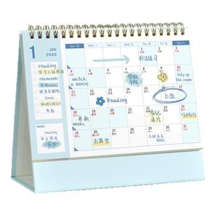 2026新款简约日历学生记事本备忘录2026年小台历中高考倒计时计划本月历年历全年创意办公室桌面摆件可定制
