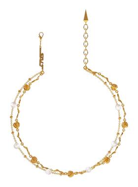 盐岛沸湍湍纹肌理双层项链小众设计穿搭配饰女高级锁骨链饰品金色