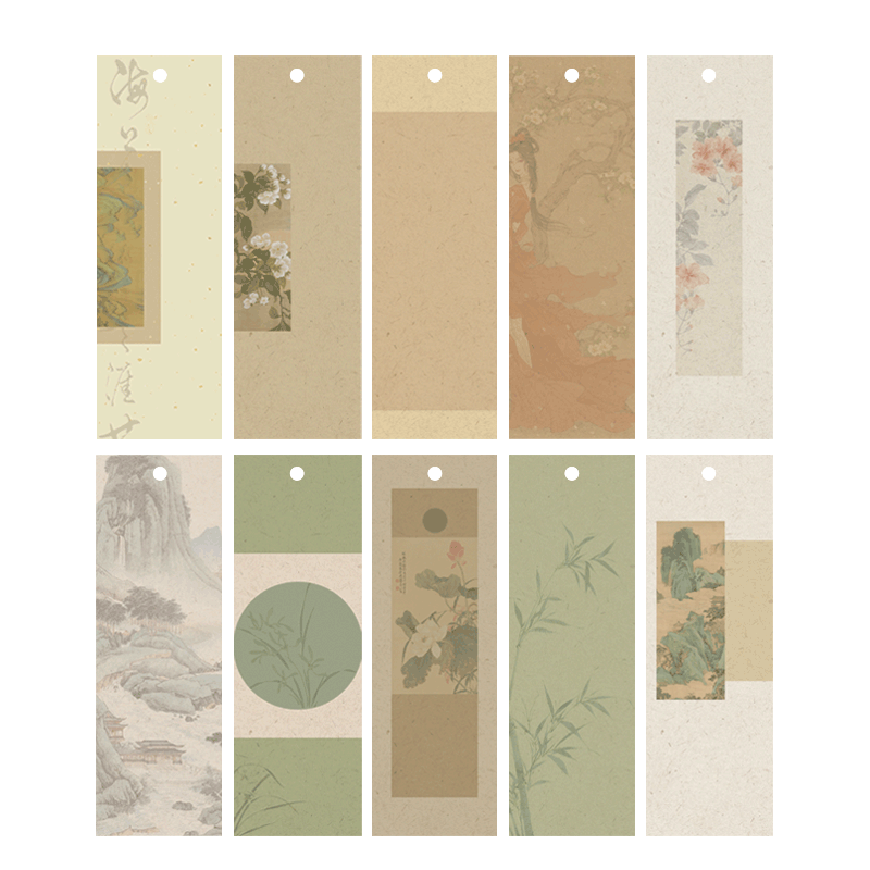 50张书签古典中国风书法空白书签中国风流苏卡纸手写学生硬笔毛笔古风自制流苏书签纸宣纸定制diy材料包纸质