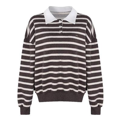 【刘烨同款】Letter from moon经典条纹翻领卫衣24秋冬款休闲上衣