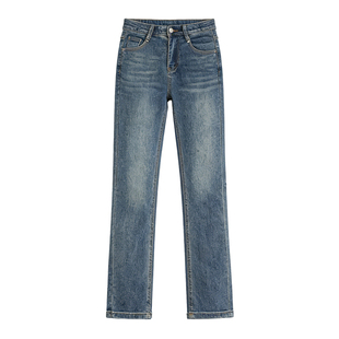 李李服饰韩女美臀修容丰胯直筒牛仔裤女26冬款高腰显瘦九分裤