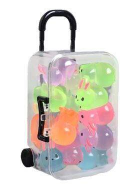 夜光可爱小兔公仔摆件行李箱模型