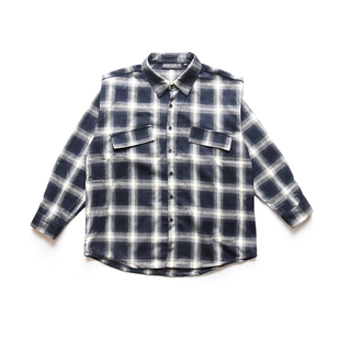 FreakNess 国潮牌新款宽松格子衬衫 ins港风长袖衬衣情侣潮牌外套