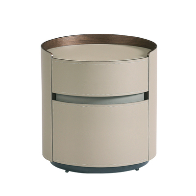 意式床头柜轻奢高级感马鞍皮圆形