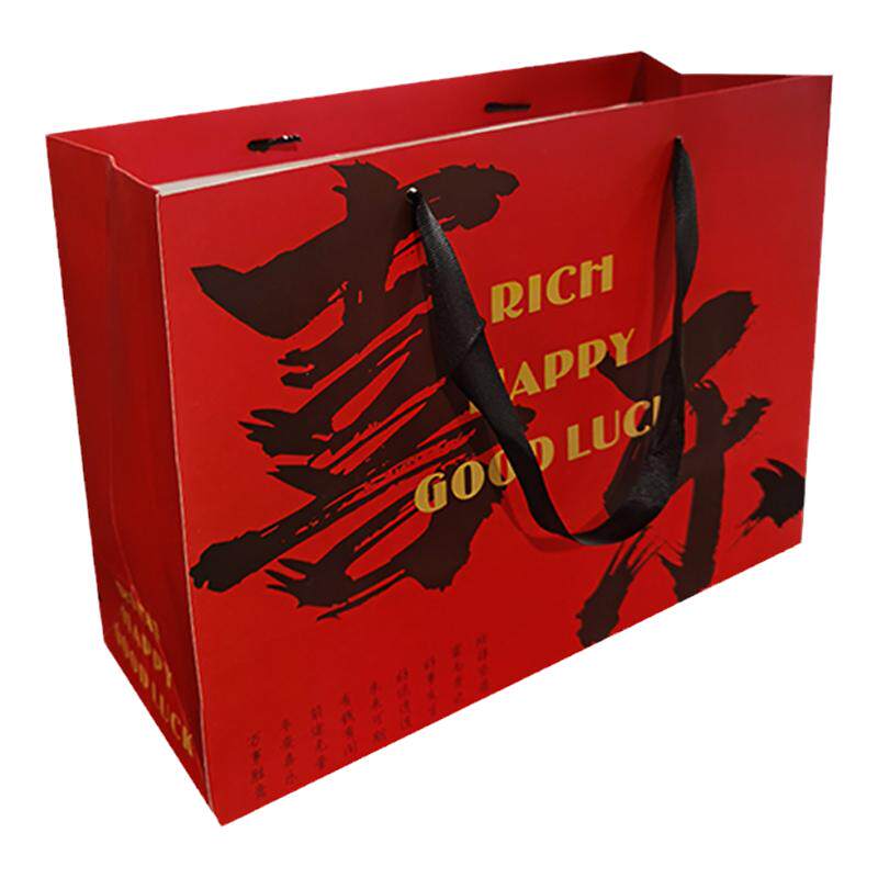 中秋过年送礼复古国潮酒红礼品袋