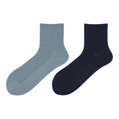 Tabio罗纹袜子女春夏舒适透气日系百搭纯色黑白女袜商务袜中筒袜