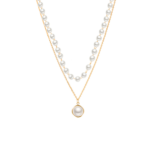 复古双层珍珠叠戴choker项链女高级感配裙子时髦锁骨链脖颈链配饰