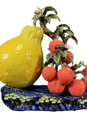 荔枝柚子摆件家居装饰品陶瓷招财