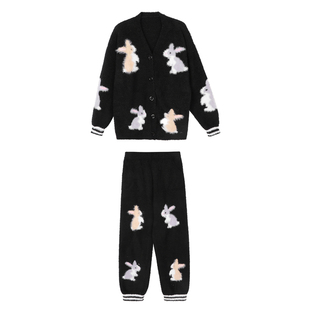 JoyceBra半边绒睡衣女冬季加厚保暖防寒卡通兔子可外穿家居服套装