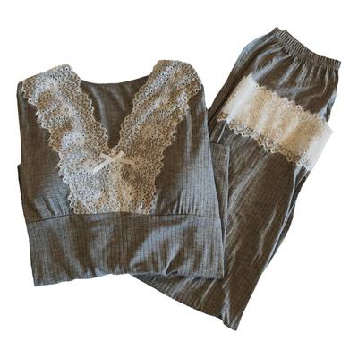 莫代尔带胸垫睡衣女秋冬季