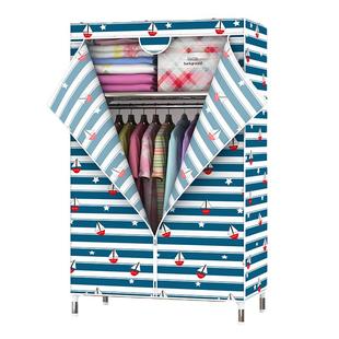 牛津布衣柜单人钢管加粗加厚出租房用简易衣柜钢架全封闭拉链衣橱