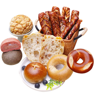 【19.9任选6款】全麦欧包贝果碱水面包恰巴塔夹心整箱早餐无脱氢