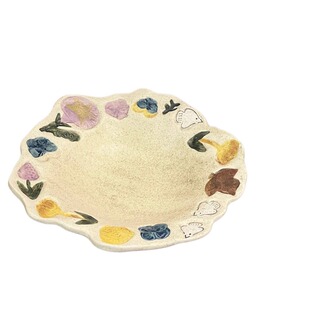 泽滕家异形盘子水果甜品沙拉早餐凉菜窑变釉有趣个性特别手工捏制