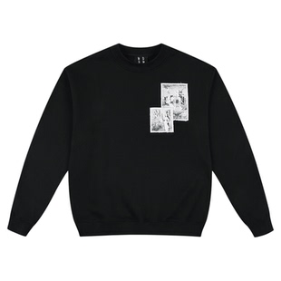 MEDM 个性天使字母印花贴布休闲圆领加绒卫衣美式情侣套头上衣秋