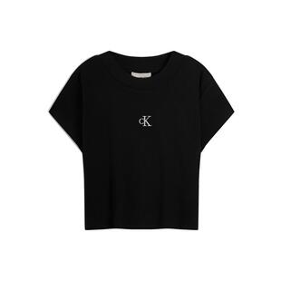 【正肩罗纹】CK Jeans夏季女士活力少女刺绣辣妹弹力短袖T恤上衣