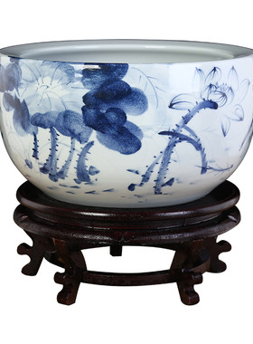 青花瓷大号鱼缸荷花睡莲缸