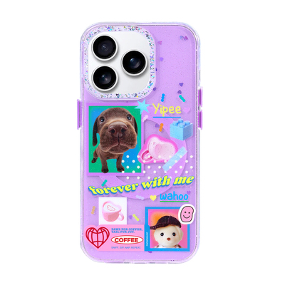 PaPaPa制造局 [大头狗狗]原创可爱闪粉爱心星星磁吸支架闪闪可爱17promax/15pro手机壳iPhone14P手机壳