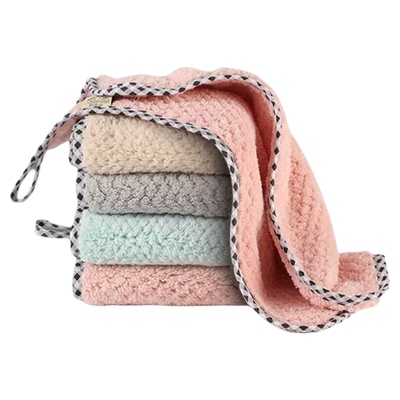 2条装挂式珊瑚绒锁边抹布