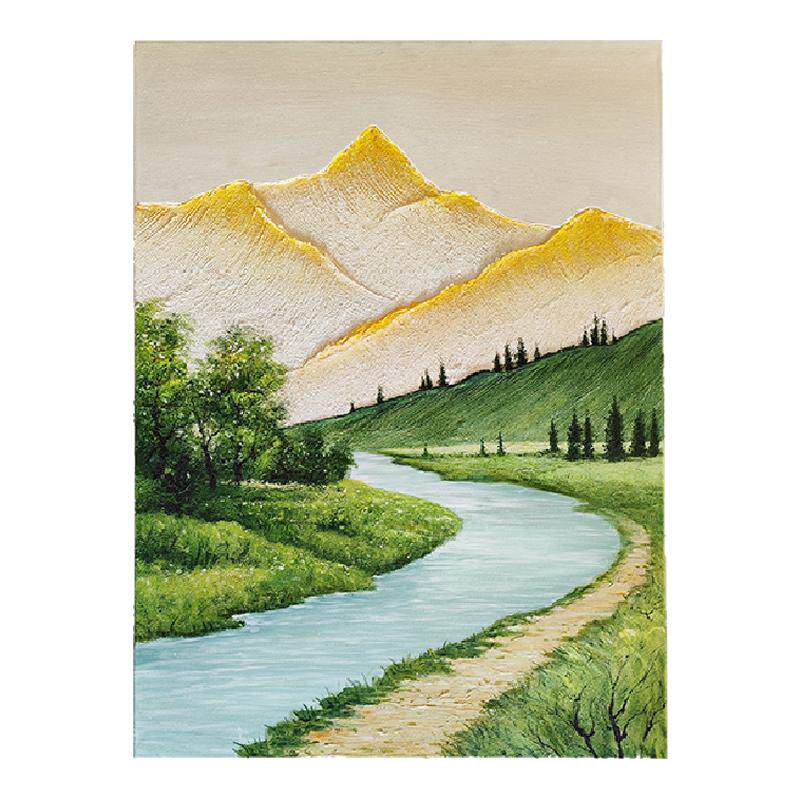 大芬油画村手绘油画日照金山山水风景肌理画客厅装饰画抽象玄关挂