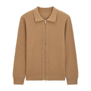 Mind Bridge男士休闲华夫格针织外套2026年春纯色肌理感毛衣开衫