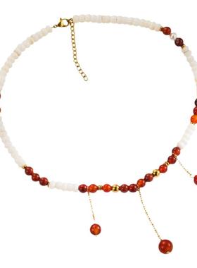 小红书爆款敦煌系列天然石项链 创意新中式异域风情锁骨链