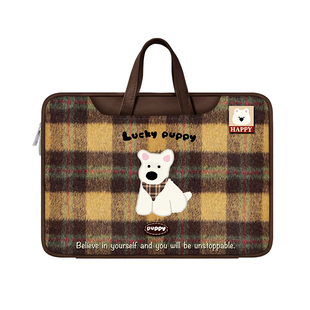 V-SION原创幸运小狗新款笔记本重磅电脑包适用于苹果macbook15寸手提包小新air13华为matebook联想女14内胆包
