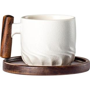 清风木柄防烫品茗杯功夫茶杯陶瓷主人杯单杯家用茶盏杯垫茶道杯