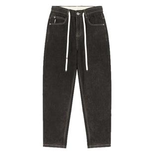 BSIJA/毕厶迦2025秋复古黑牛仔休闲百搭简约休闲时尚学生牛仔裤