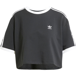 Adidas/阿迪达斯官方正品三叶草女士短款透气针织休闲短袖JC8149