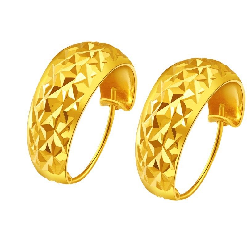 久不掉色送妈妈3D硬金24K镀金女耳环菠萝耳圈仿黄金时尚沙金耳钉