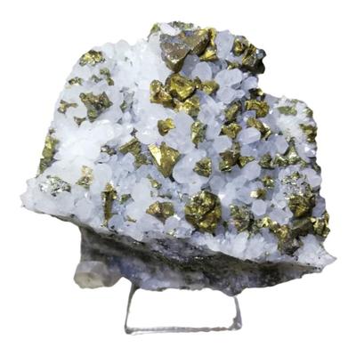 天然水晶标本观赏石摆件黄铜矿