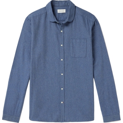 【折扣】Oliver Spencer 男简约蓝色棉质衬衫