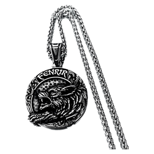 POYO北欧风维京独狼卢恩文字项链潮男复古个性钛钢吊坠嘻哈配饰品