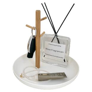 ins风北欧简约客厅玄关托盘 木质复古钥匙挂架杂物桌面香薰收纳盘