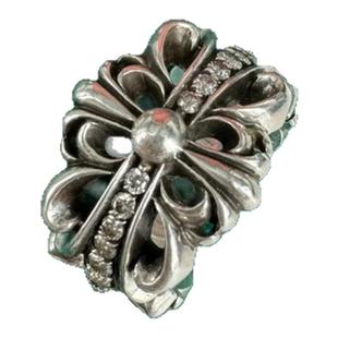 复古镶钻十字架S925纯银开口戒男女个性霸气经典均码做旧朋克戒指