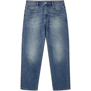 905杰克琼斯春季男装水洗猫须锥腿贴袋牛仔裤中蓝休闲长裤子男款