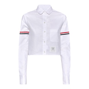 [3期免息]THOM BROWNE 女士耐久性牛津布臂环圆领短款衬衫
