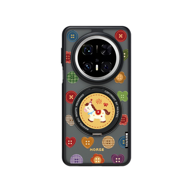 ZHIZHE×小马纽扣适用华为mate80pro手机壳新款Pura90pro磁吸支点mate60支架Fo5全包新年红mt70por+高级套