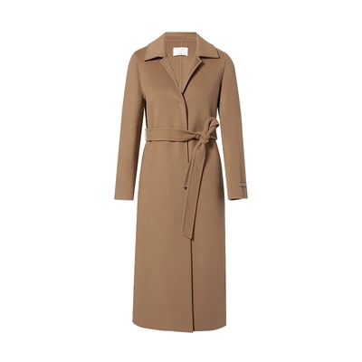 赢智尚驼色毛呢大衣羊毛厚外套