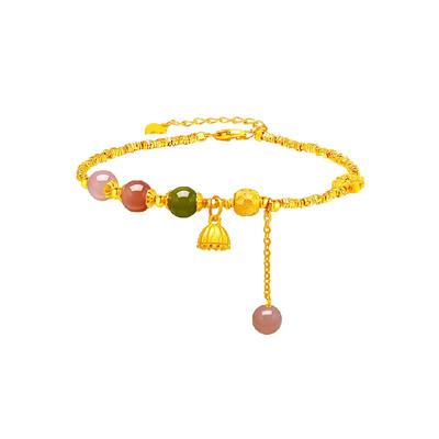 梦金园碎银子多宝玛瑙蝴蝶手链