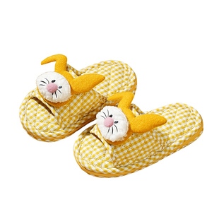 儿童居家卡通可爱男女宝宝3-6岁三层布底防滑静音家居室内拖鞋