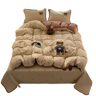 水洗棉毛巾绣被套单件150x200x230cm单独床单被罩褥子被单四件套