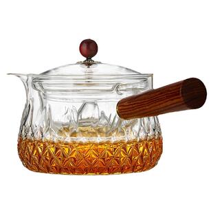 美斯尼玻璃茶壶单壶茶水分离旋转逍遥壶耐高温家用侧把煮茶壶茶具