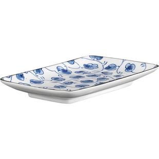 美浓烧日本进口8.0英寸长方形菜盘餐盘家用釉下彩和风日式餐具