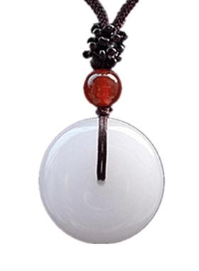 昆仑山白玉平安扣吊坠挂件项链