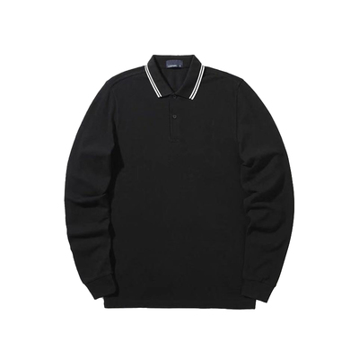 24麦穗长袖polo衫新款秋情侣套装绣花长袖t恤男纯棉黑色翻领包邮