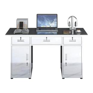 304不锈钢实验室电脑桌长方形办公桌带抽屉锁诊疗台车间用操作台
