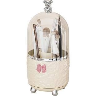 化妆刷收纳筒旋转防尘带盖桌面梳妆台收纳盒口红眼影刷化妆刷笔桶